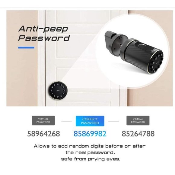 LOQRON Smart Door Knob, Keyless Entry Biometric Door Knobs, 5-in-1 Electric Digi - Picture 6 of 11